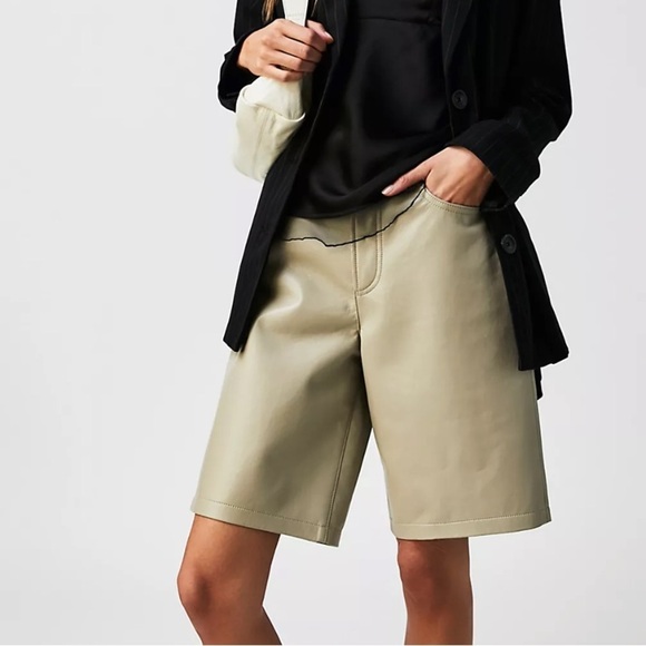 Agolde Pants - Free People AGOLDE Women's Size 10 Toast Color Recycled Leather Bland Shorts